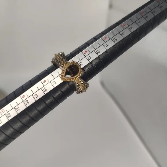 Judith Jack Ring Marcasite Silver Gold with Gem Size 7 - Picture 12 of 16